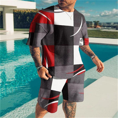 Digital Color Printed Casual Men's Short T Beach Pants Suit Summer Loose Shorts