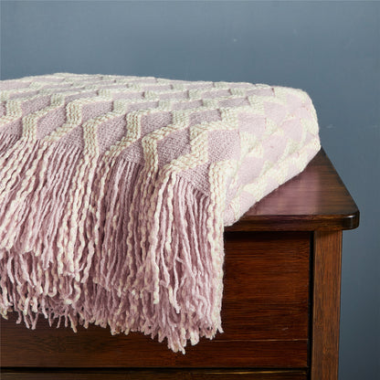 Fashion Knitted Solid Color Sofa Tassel Blanket