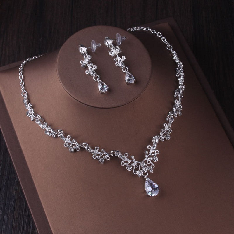 Silver Crystal Drop Bridal Jewelry Set - FLIPSTYLEZLLC