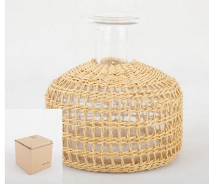 Straw Dried Flower Fragrance Japanese Woven Glass Vase