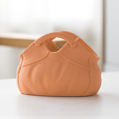 Dehua Frosted Wide Mouth Handbag Ceramic Vase Ornament Simple European Retro