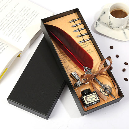 Gift Box Retro Metal Dip Pen