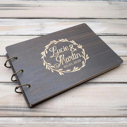 Vintage Wooden Wedding Name Date Lettering Guest Book