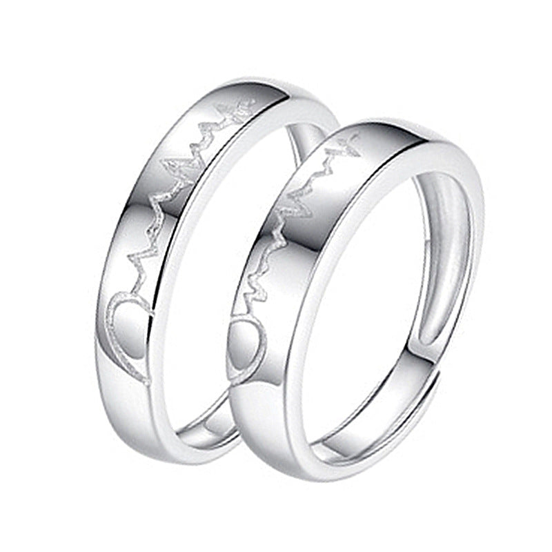 New Product Love Electrocardiogram Ring Love Ripple Ring Simple Japanese And Korean Style For Your Heartbeat Ring Douyin Same Style