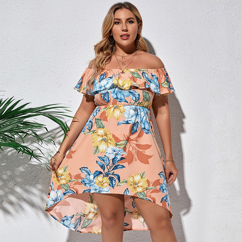 Plus Size Women's Irregular Print Temperament Dress