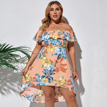 Plus Size Women's Irregular Print Temperament Dress