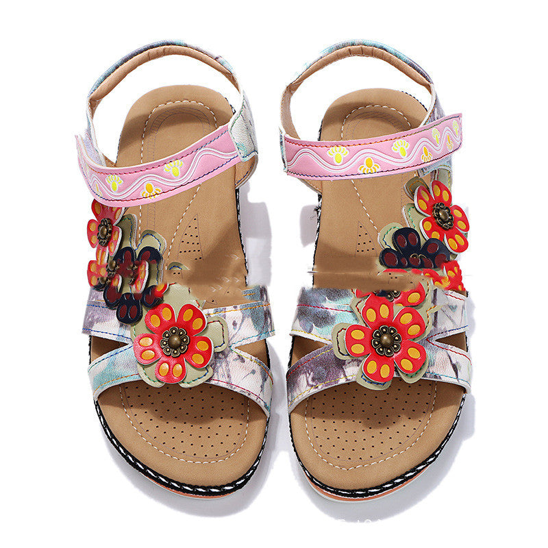 Women's Plus Size Ethnic Flower Platform Sandals