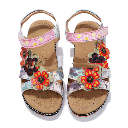 Women's Plus Size Ethnic Flower Platform Sandals