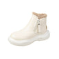 Women's Plus Velvet Thickened Back Zipper Round Toe Short Tube Snow Boots