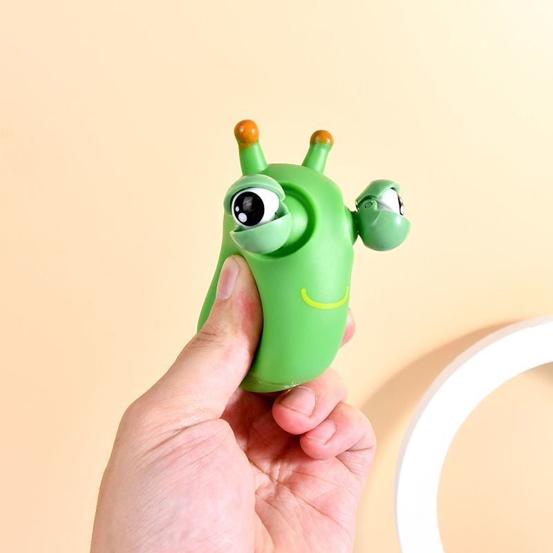 12PCS Funny Grass Worm Pinch Toy, Green Eye Bouncing Worm Squeeze Toy, Novelty Fun Squeeze Stress Relief Toys For Adults Kids Gift Cool Gadgets