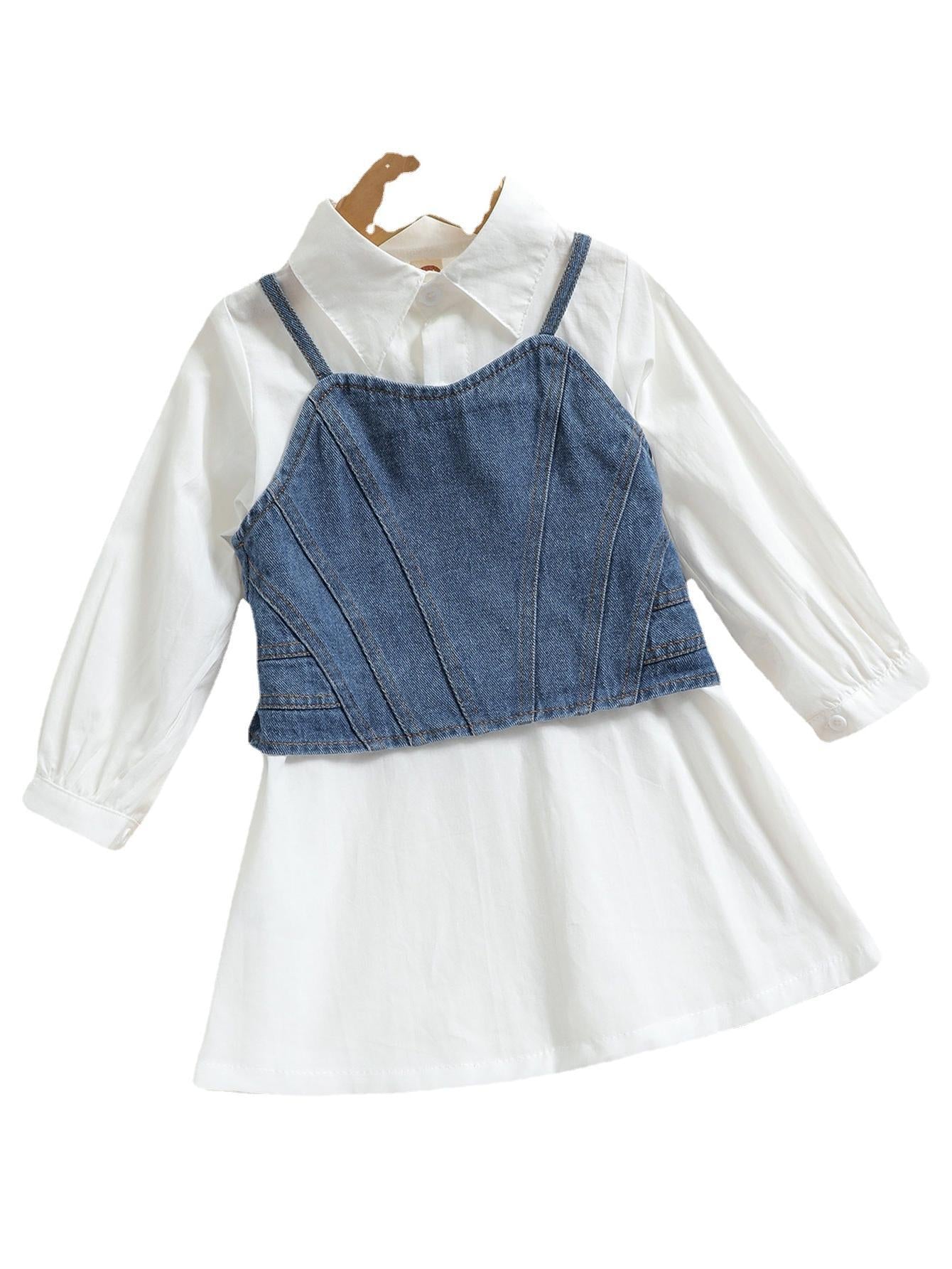 Solid Color Woven Button Long-sleeved Shirt Dress