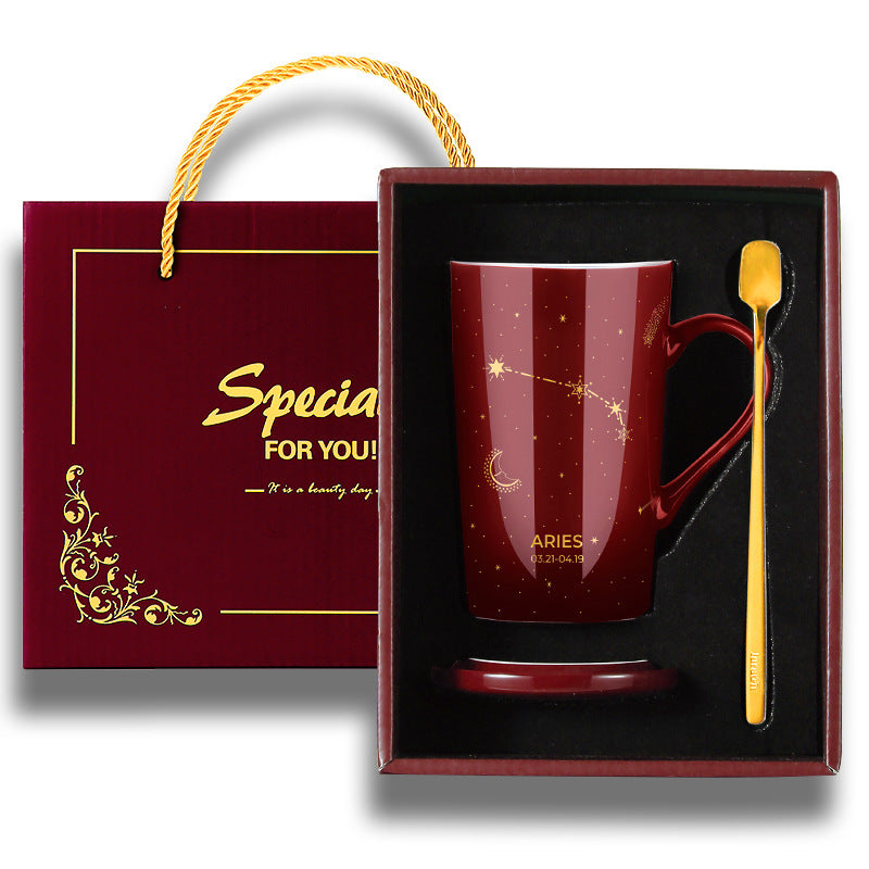 Gift Box With Lid Spoon Milk Coffee Cup