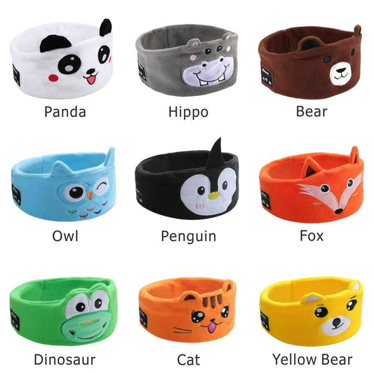 Soft Elastic Comfortable Wireless Music Earphones Kids Animal Sleeping Headphones Eye Mask Bluetooth V5.0 Headphones Headband