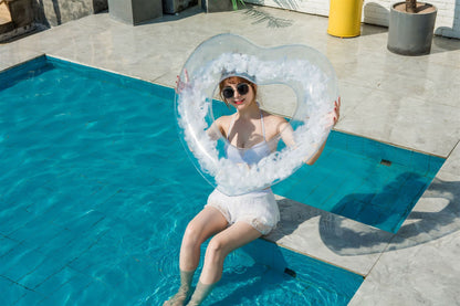 Inflatable love feather swimming ring