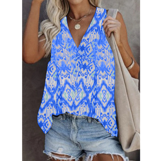 Sleeveless Printed T-shirt Plus Size Vest