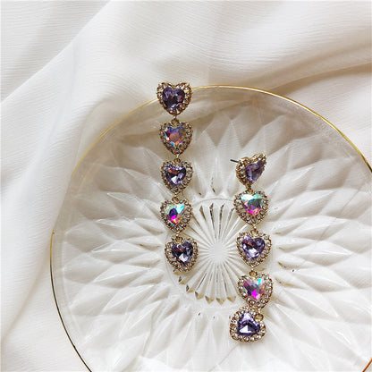 Rhinestone pink purple earrings