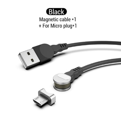 Rotating magnetic data line three-in-one blind magnetic magnetic circular charging cable for Android fruit typec