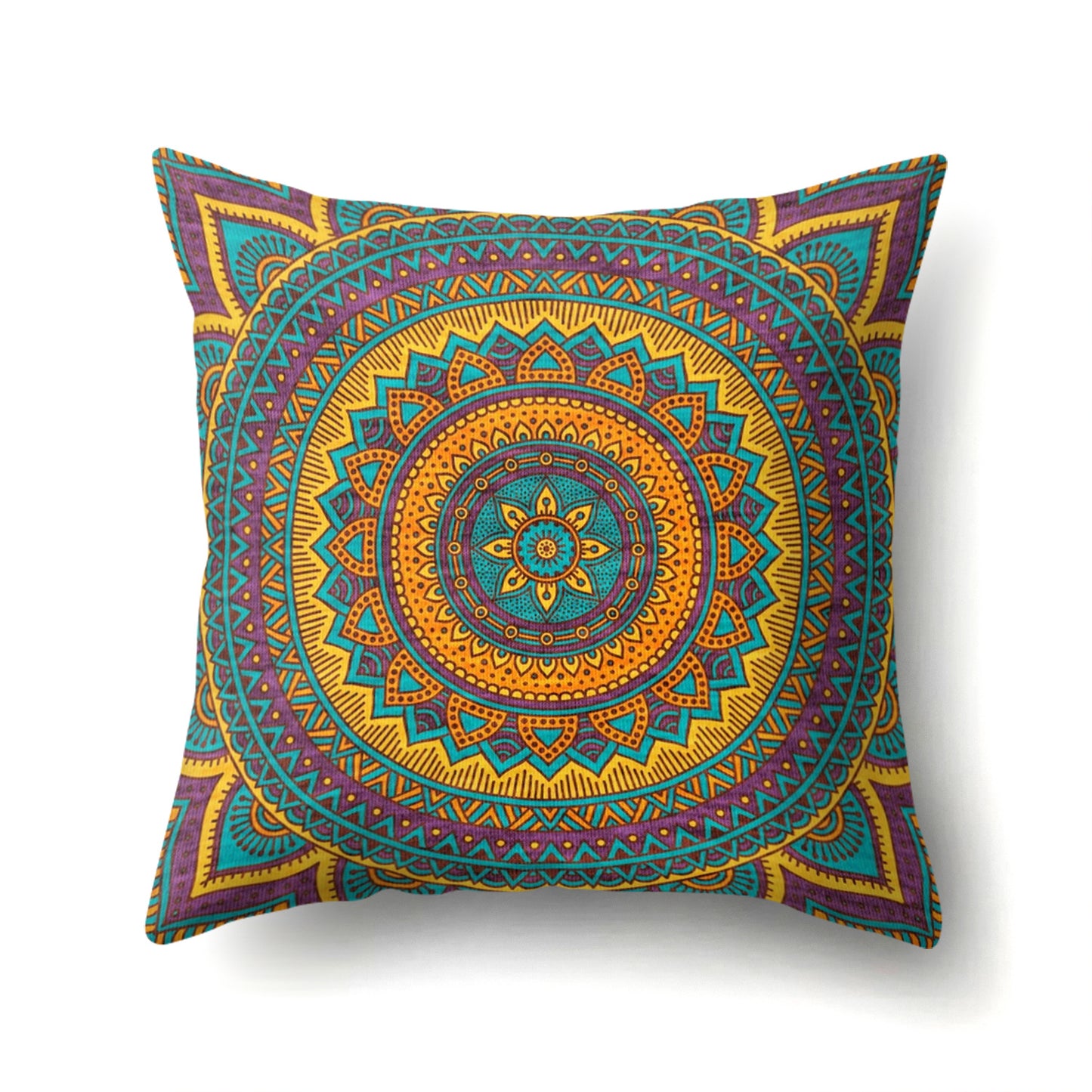 Mandala textured peach velvet pillow