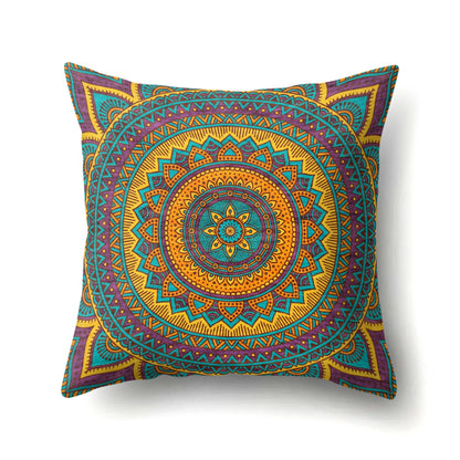 Mandala textured peach velvet pillow