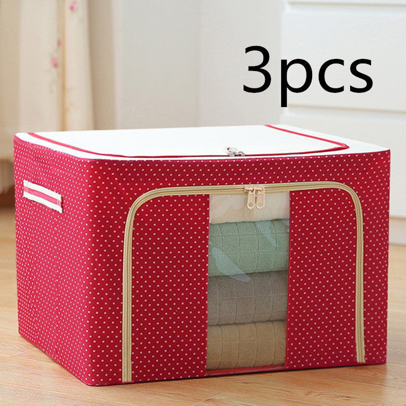 Steel Frame Storage Box Oxford Cloth Sorting Box Quilt Storage Box Folding Wardrobe Cloth Art Extra Large Storage Bag with Cover