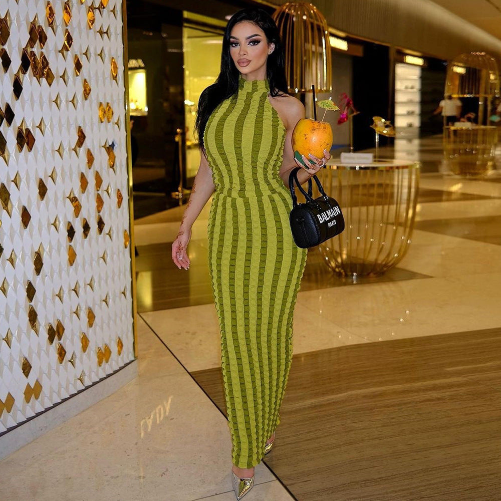 Personalized Street Women's Hanging Neck Backless Fringe Dress