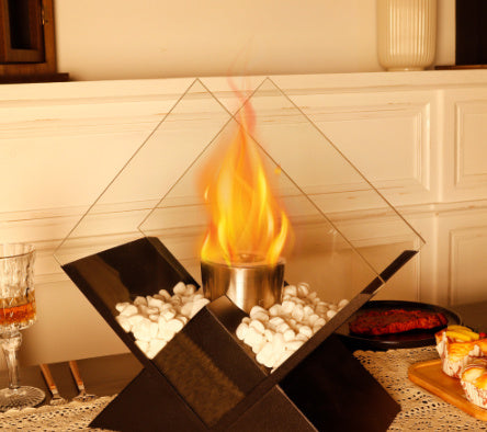 Desktop Alcohol Fireplace Real Fire Portable Viewing Heating Rhombus