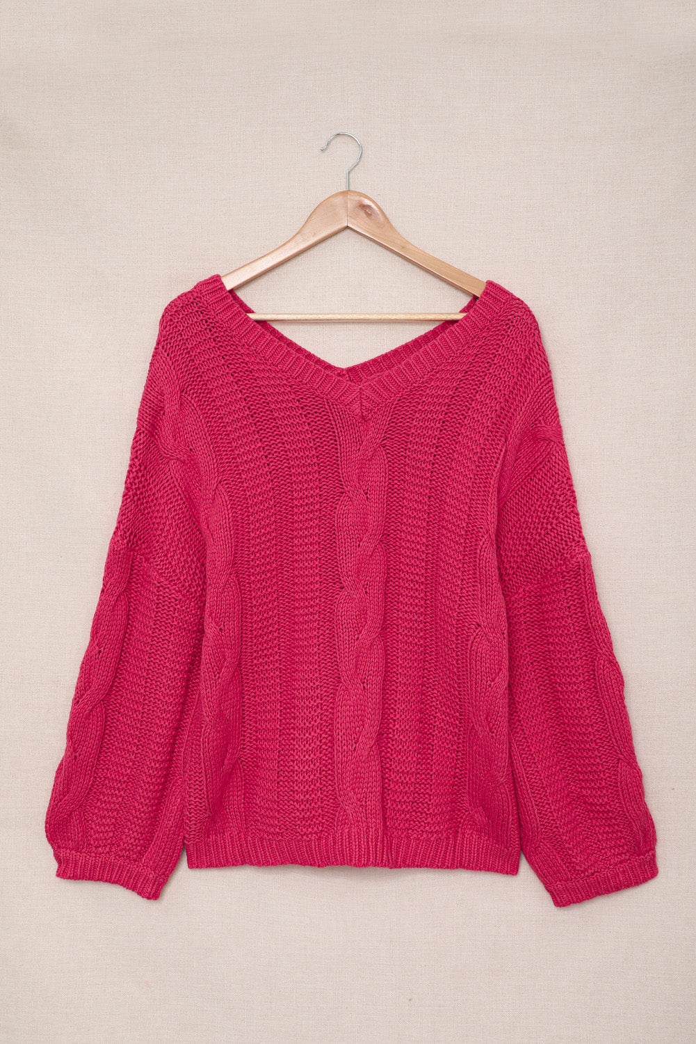 Dark Gray Bubblegum V-Neck Braided Knit Sweater