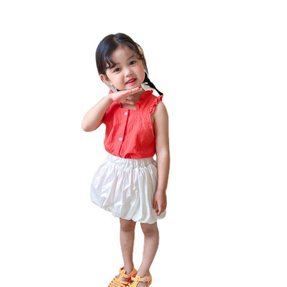 Two-piece Children's Clothing And Children's Halter Top With Wood Ears