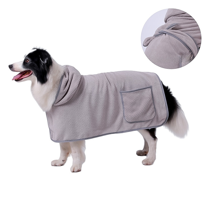 Dog Body Towel High Absorbent Quick Drying Dog Bath Robe Warm Soft Dog Bath Robe Towel With Adjustable Waistband