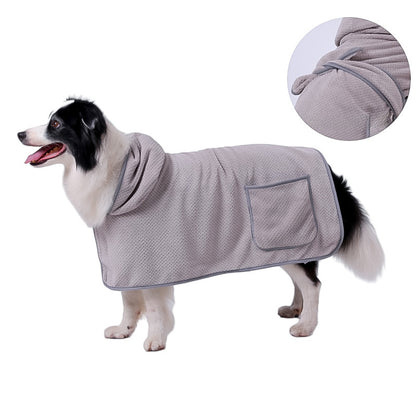 Dog Body Towel High Absorbent Quick Drying Dog Bath Robe Warm Soft Dog Bath Robe Towel With Adjustable Waistband