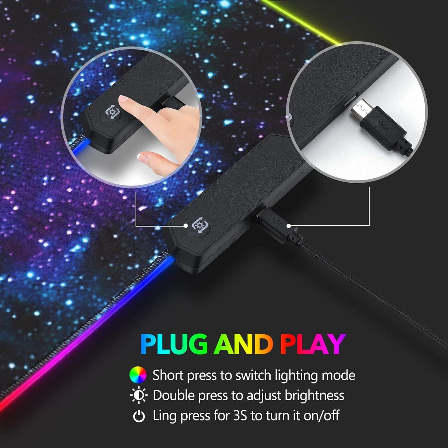 Gaming And Office USB RGB Backlit Mouse Pad