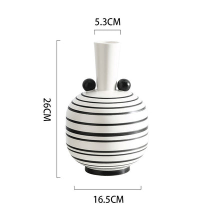 Simple Ceramic Vase Creative Hand-painted Black And White Striped Ornaments