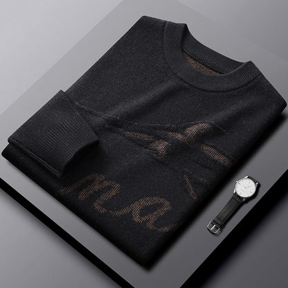 Men's Jacquard Loose Plus Size Wool Sweater