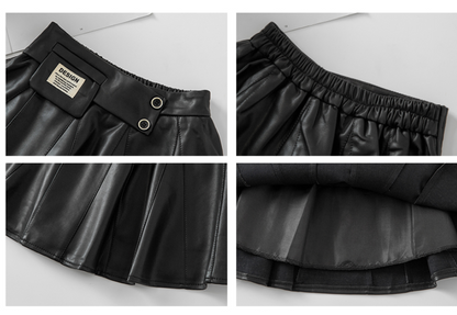 Autumn Winter New Style Children Foreign Style Korean Leather Skirt