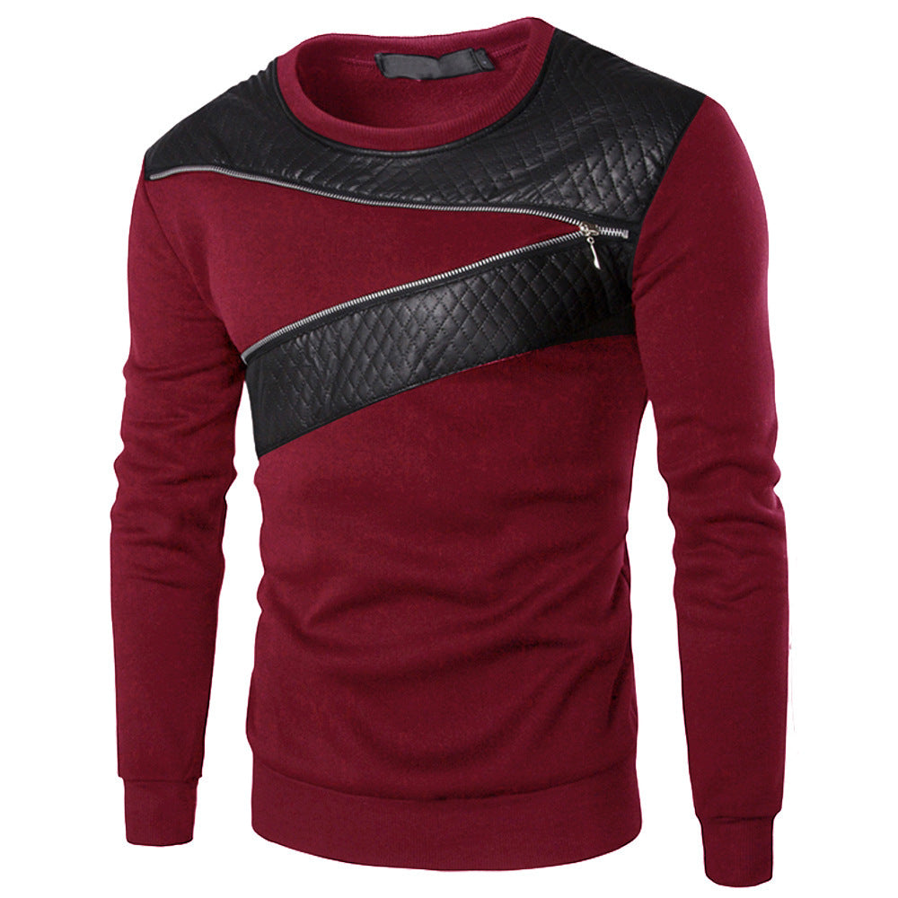 Men's casual fashion zipper plus size long sleeve