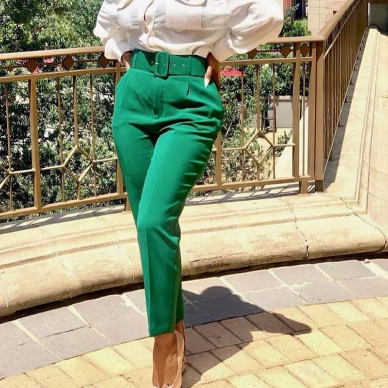 Sexy plus size high waist wearing trousers