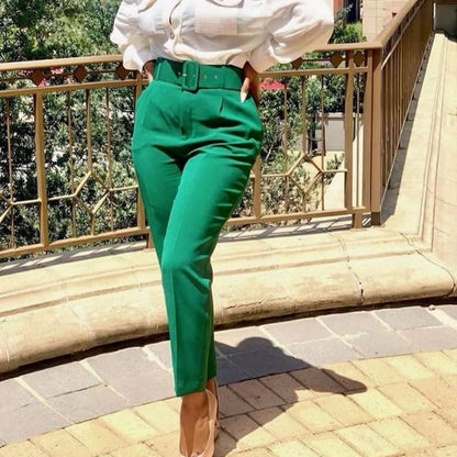 Sexy plus size high waist wearing trousers