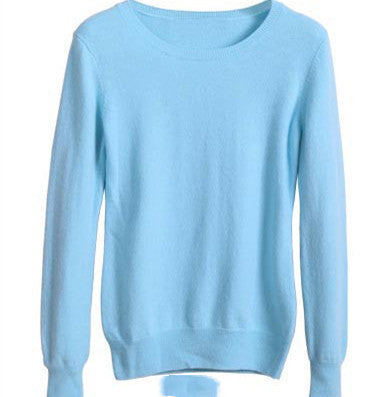 Winter Cashmere Jumper Slim Fit Plus Size Solid Color Round Neck for Women