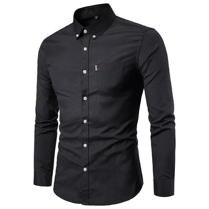 NAVY BLUE  New All Season Plus Size Oxford Shirt Men's long sleeve Shirt