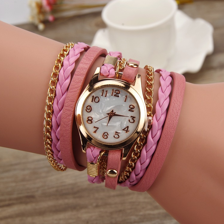 PU leather winding bracelet watch rope table