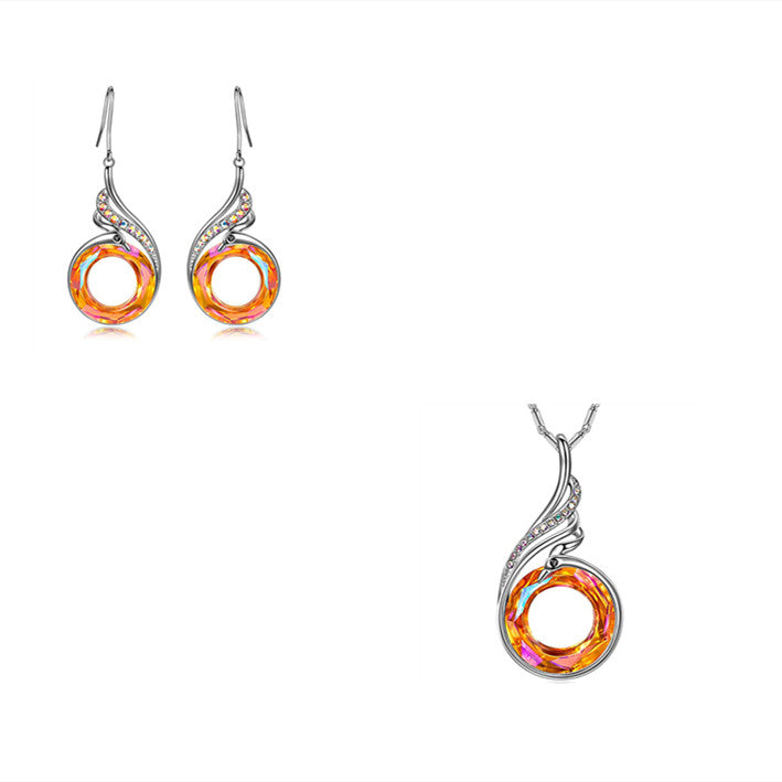 New Product Valentine's Day Phoenix Necklace Colorful Crystal Peacock