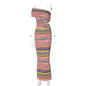 Women's Fashion Printed Hollow Open Back Split Dress