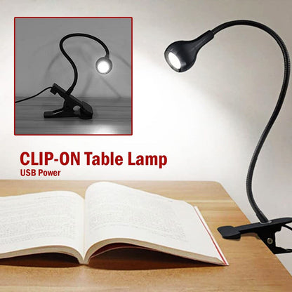 USB Flexible Reading LED Bright Light Book Lamp Clip-on Beside Bed Desk Table