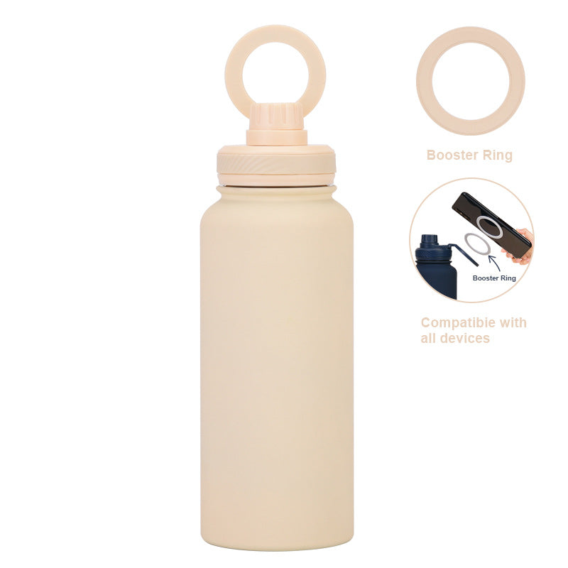 Magnetic Phone Holder Outdoor Large Capacity 1L Wide-Mouth Insulated Stainless Steel Sports Water Bottle