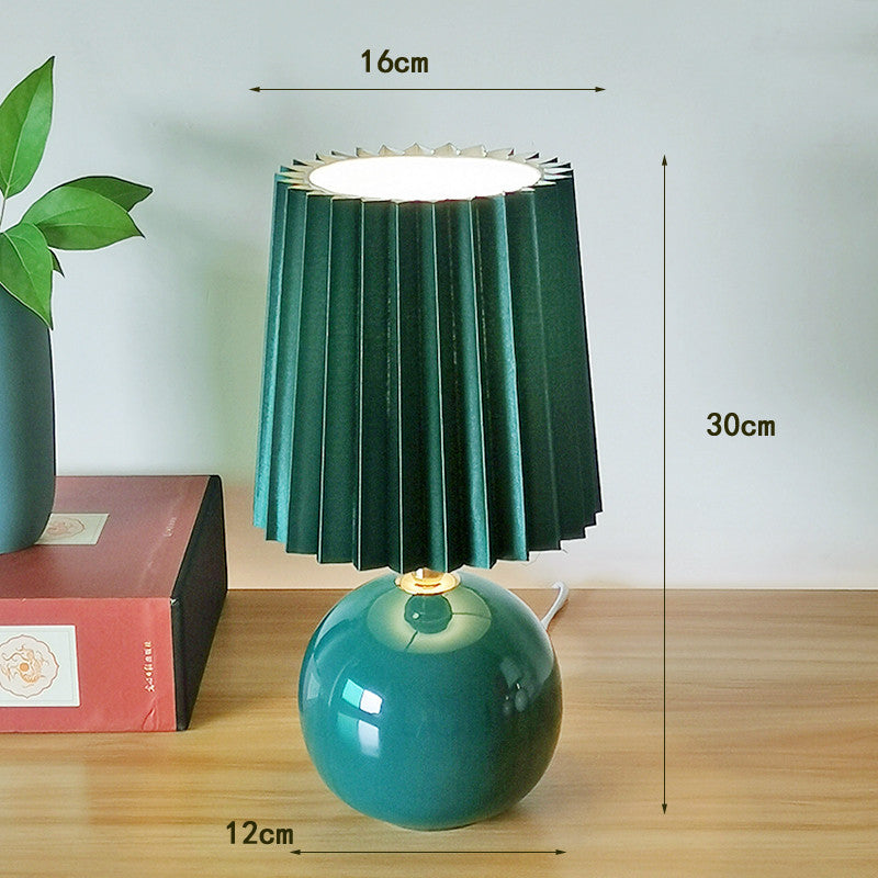 Ceramic White Pleated Milkshake Small Table Lamp