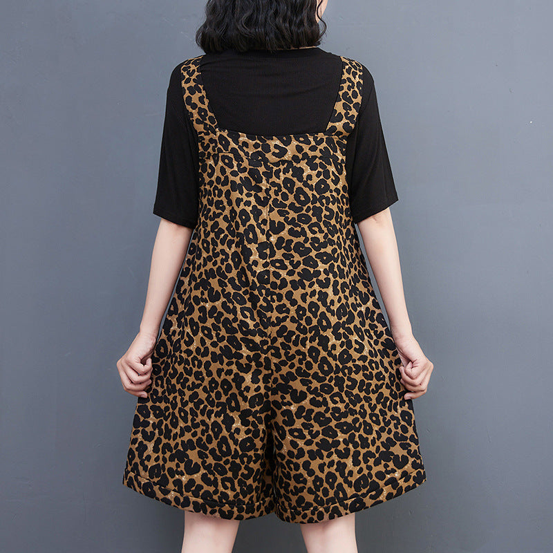 Plus Size Women's New Leopard Print Overalls Women