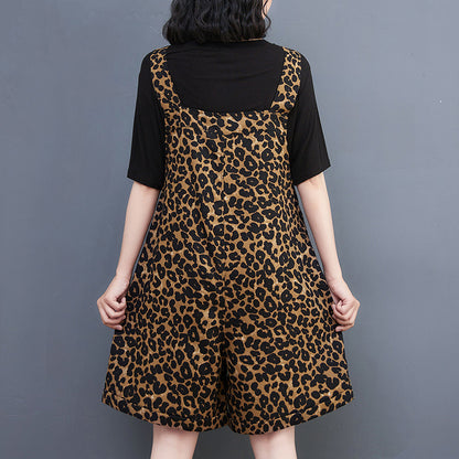Plus Size Women's New Leopard Print Overalls Women