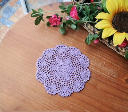Handmade Crochet Flower Shooting Props Cotton Round Table Mat