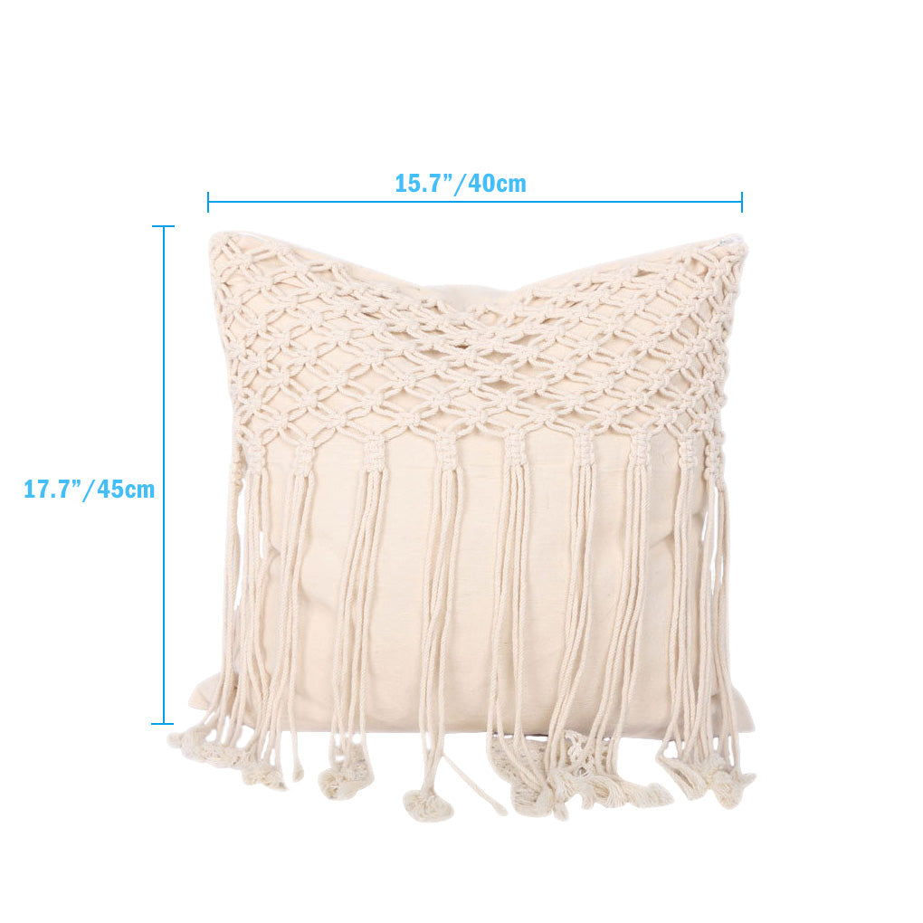 Hand-woven tassel pillow