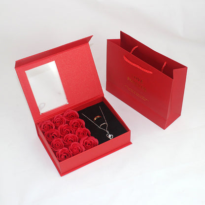 Pearl Paper Window Jewelry Lipstick Gift Box Set